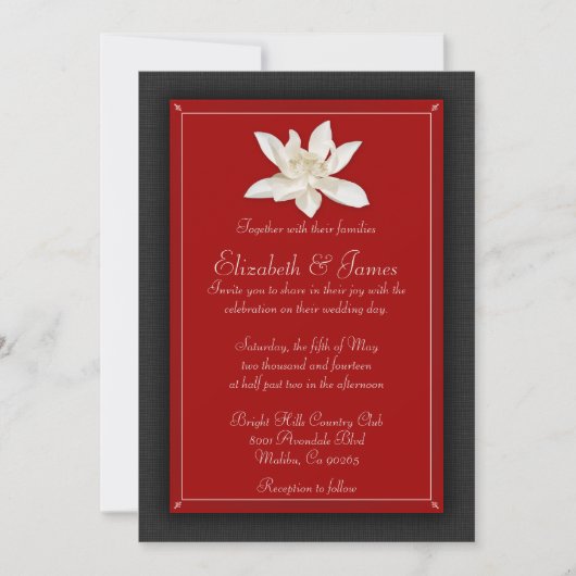 Invitations De Mariage Noir Et Rouge (Devant)