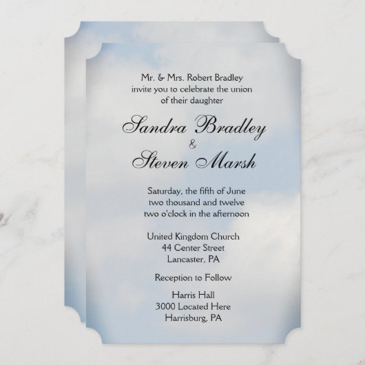 Invitations de mariage nuage (Devant / Derrière)