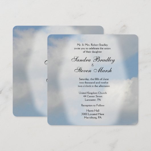 Invitations de mariage nuage (Devant / Derrière)