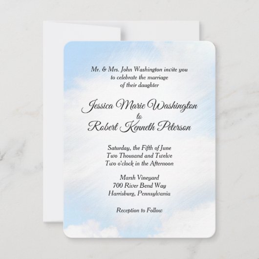 Invitations de mariage nuages (Devant)