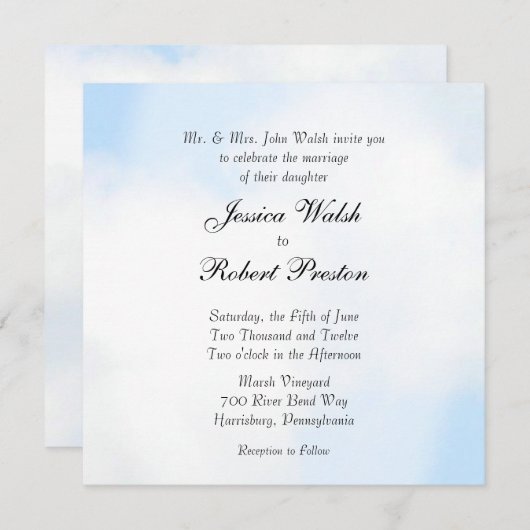 Invitations de mariage nuages (Devant / Derrière)