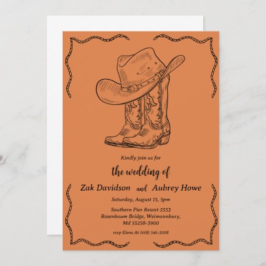 Invitations de mariage occidental boho moderne (Devant / Derrière)