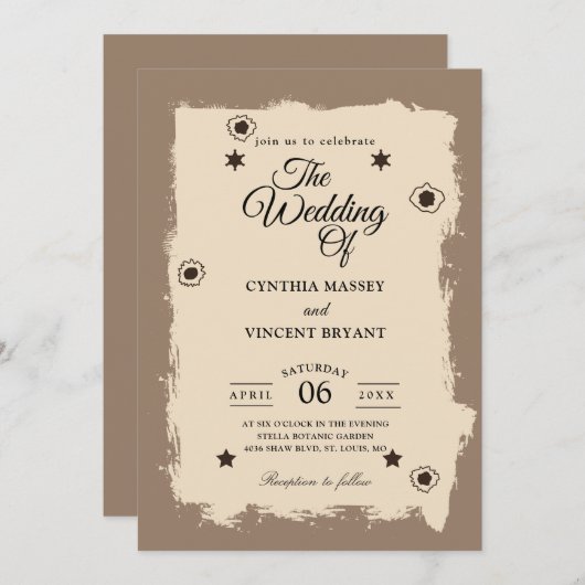invitations de mariage occidentales (Devant / Derrière)