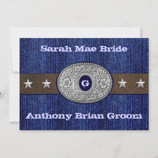 Invitations de mariage occidentales - 5 po x 7 po (Devant)