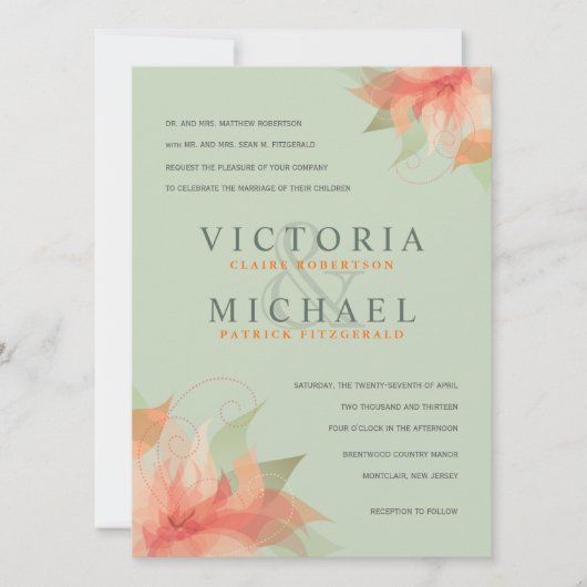 Invitations de mariage officielles Sage Green et O (Devant)