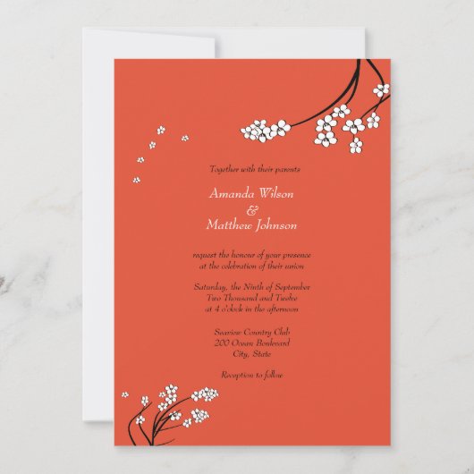 Invitations de mariage orange (Devant)