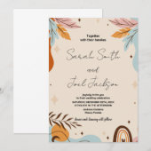 Invitations de mariage orange beige (Devant / Derrière)