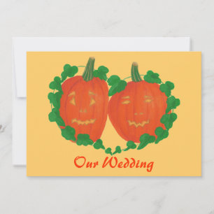 Invitations de mariage orange, citrouilles amoureu