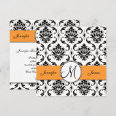 Invitations de mariage orange de Damas noir (Devant / Derrière)