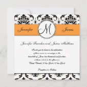 Invitations de mariage orange de Damas noir (Dos)