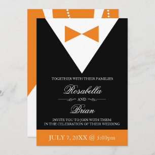 Invitations de mariage orange et noir  Fall Tuxedo