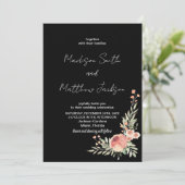 Invitations de mariage Orange Floral (Debout devant)