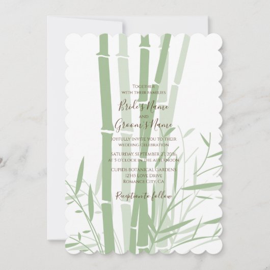 Invitations de mariage oriental élégant en bambou (Devant)