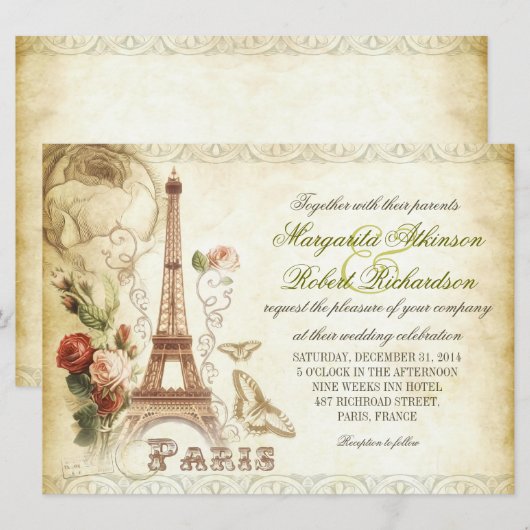 Invitations de mariage PARIS (Devant / Derrière)