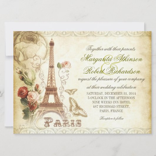 Invitations de mariage PARIS (Devant)
