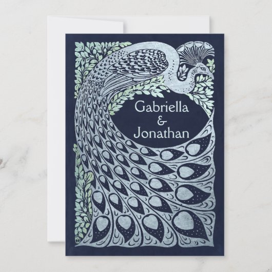 Invitations de mariage Peacock vintage (Devant)