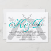 Invitations de mariage Peacocks Monogramme Argent (Dos)