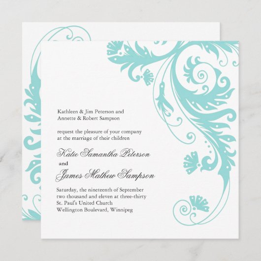 Invitations de mariage personnalisables (Devant / Derrière)