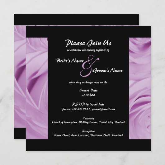 Invitations de mariage - personnalisables (Devant / Derrière)