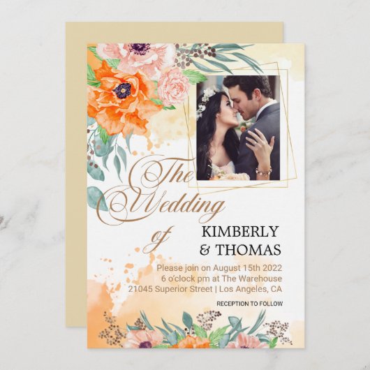 Invitations de mariage personnalisées (Devant / Derrière)
