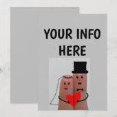 INVITATIONS DE MARIAGE PERSONNALISÉES DOIGTS AMUSA (Devant / Derrière)