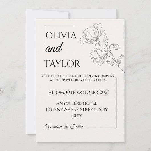 Invitations de mariage personnalisées élégantes (Devant)