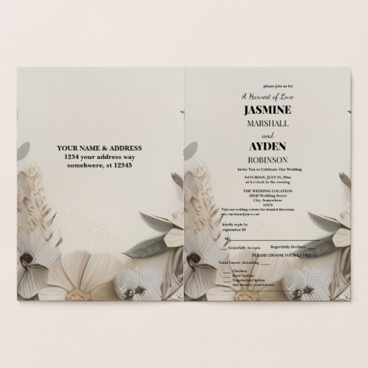 Invitations de mariage personnalisées élégantes (Intérieur)
