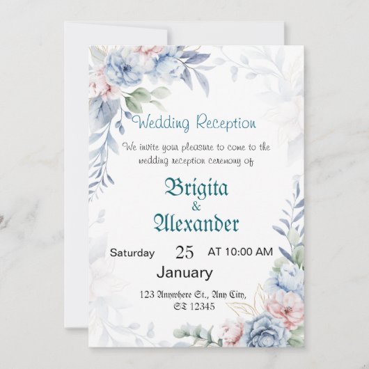 Invitations de mariage personnalisées florales (Devant)