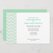 Invitations de mariage personnalisées Mint Chevron (Devant / Derrière)