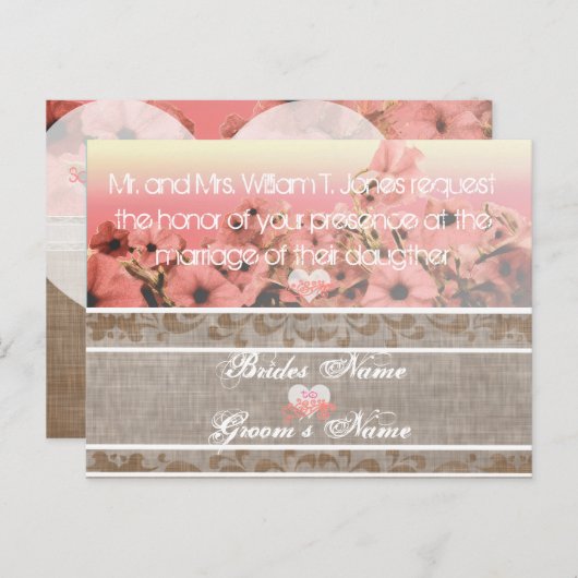 Invitations de mariage Petunia (Devant / Derrière)