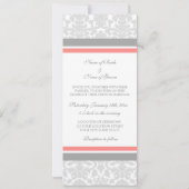 Invitations de mariage photo Coral Grey Damask (Dos)