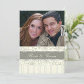 Invitations de mariage photo Grandes beiges et fle (Debout devant)