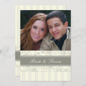 Invitations de mariage photo Grandes beiges et fle (Devant / Derrière)