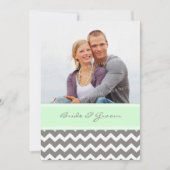 Invitations de mariage photo Gray Mint Chevron (Devant)