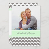 Invitations de mariage photo Gray Mint Chevron (Devant / Derrière)