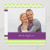 Invitations de mariage photo Lime Plum Chevron (Devant / Derrière)