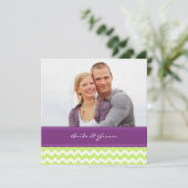 Invitations de mariage photo Lime Plum Chevron (Debout devant)