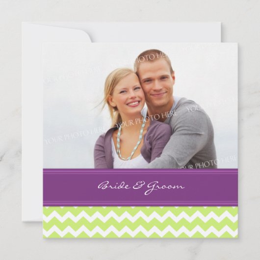 Invitations de mariage photo Lime Plum Chevron (Devant)