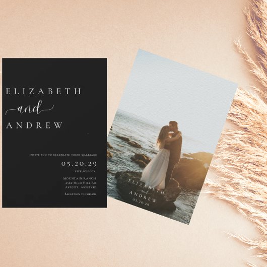 Invitations de mariage photo minimaliste tendance