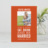 Invitations de mariage photo moderne et blanc oran (Debout devant)