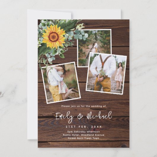 INVITATIONS DE MARIAGE PHOTO SUSTRES RUSTIQUES (Devant)