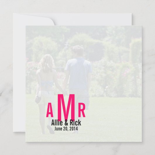 Invitations de mariage photo Trois Monogrammes ros (Dos)