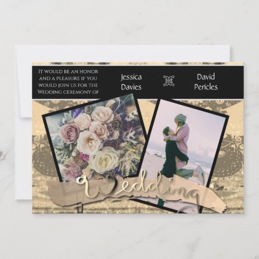 Invitations de mariage Photos et Sepia Steampunk (Devant)