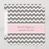 Invitations de mariage Pink Grey Chevron (Devant / Derrière)