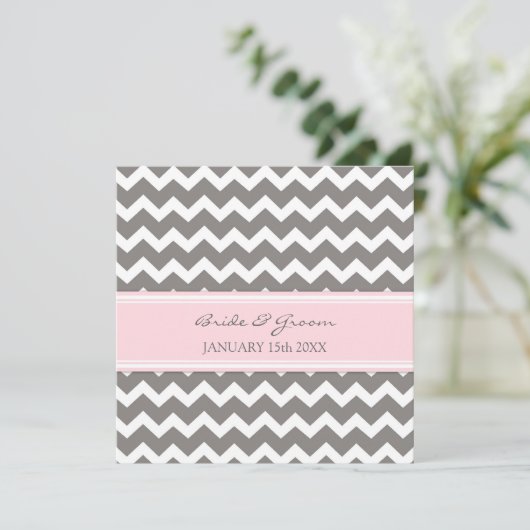 Invitations de mariage Pink Grey Chevron (Debout devant)