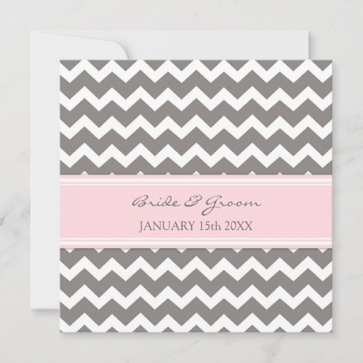 Invitations de mariage Pink Grey Chevron (Devant)
