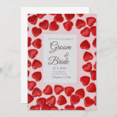 Invitations de mariage pleines de coeurs rouges (Devant / Derrière)