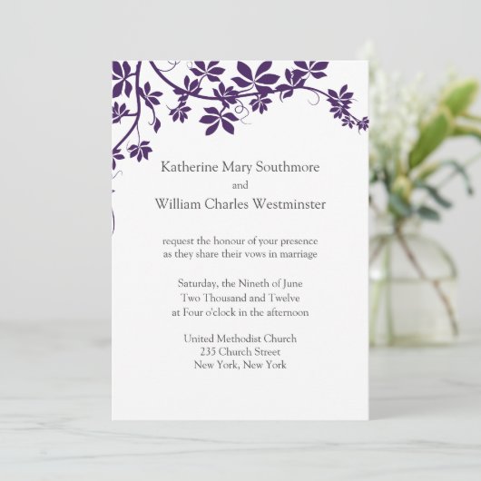 Invitations De Mariage Plum Et Blanc (Debout devant)