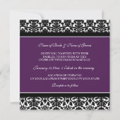 Invitations de mariage Plum Noir Blanc Damas (Dos)