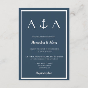 Invitations de mariage pour ancres nautiques de la